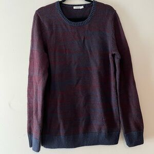J. Lindeberg Heathered Burgundy Blue Sweater 100% Wool Size M